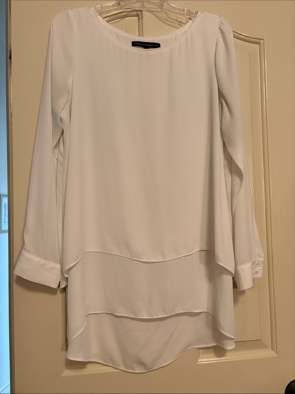 White House Black Market White Layered Long-Sleeve Tunic Dress
